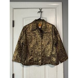 Ruby Rd.‎ Women's Gold Metallic Jacket size 14